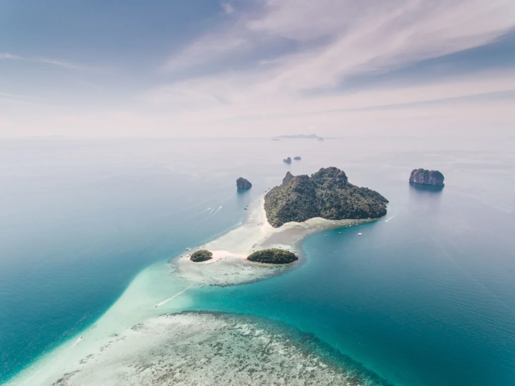 A quiet tropical island surrounded by turquoise water